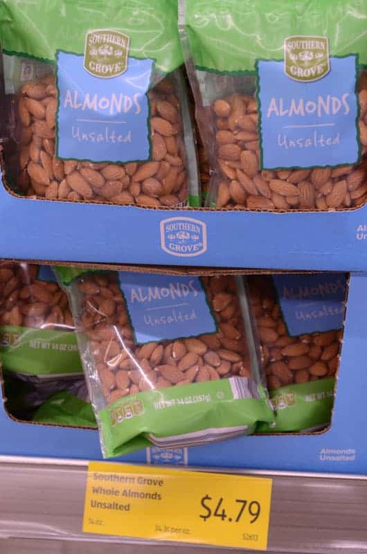 bags of almonds at Aldi