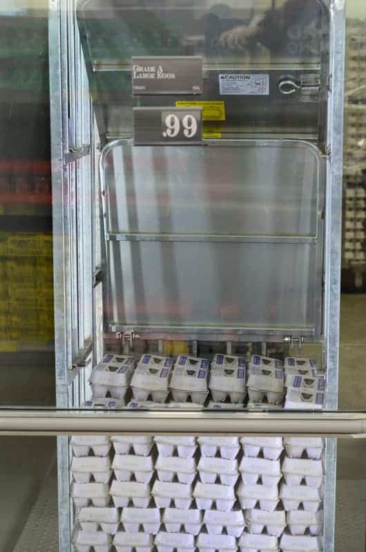 refrigerated egg case at Aldi