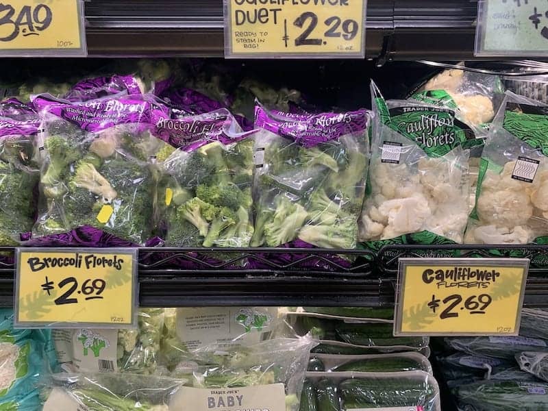 trader joes broccoli + cauliflower florets