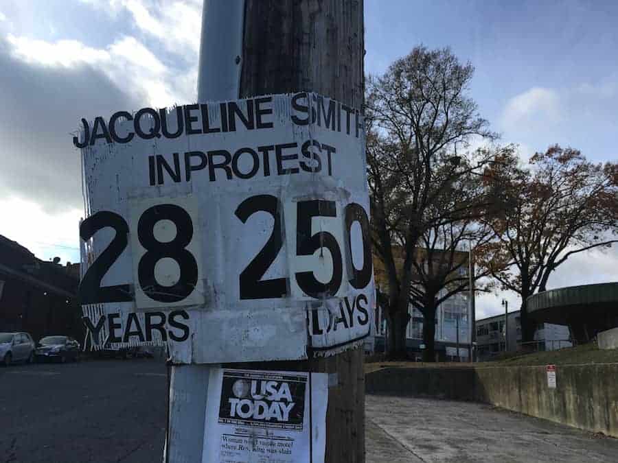 Jacqueline Smith's protest counting sign