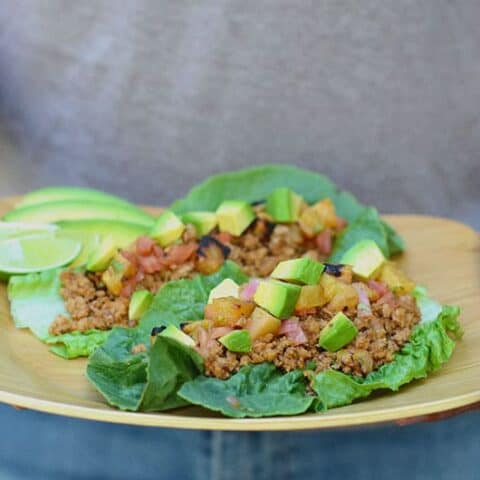 pork lettuce tacos with pineapple salsa | Paleo Scaleo