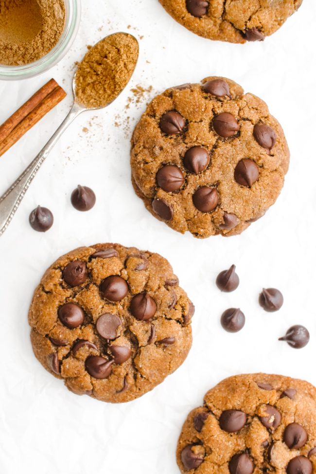 overhead view of Chewy pumpkin spice cookies