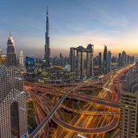 Downtown Dubai at sunset
