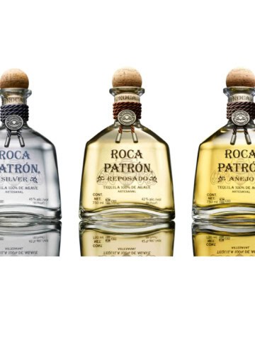 three bottles of tequila in different colors