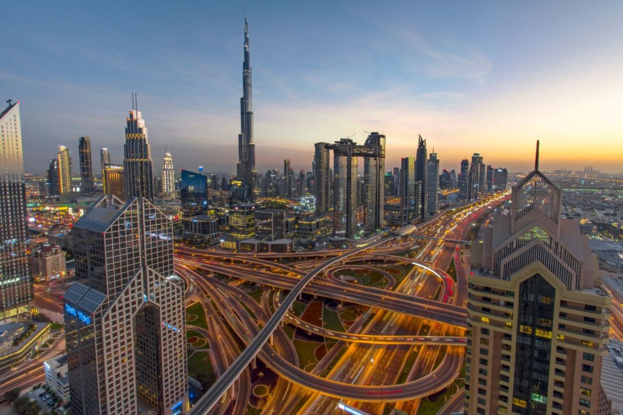 Downtown Dubai at sunset