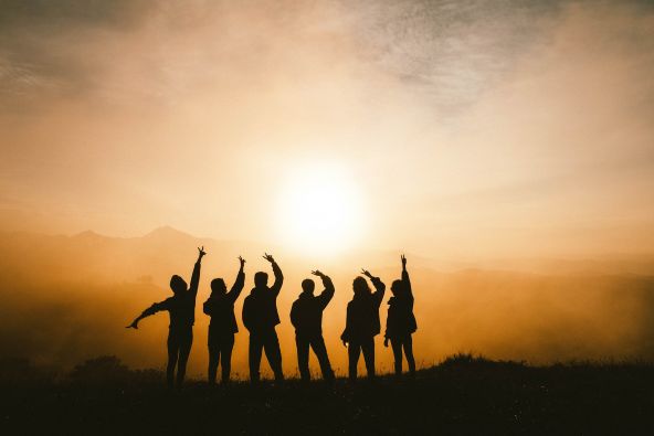 Happy Group in Silhouette