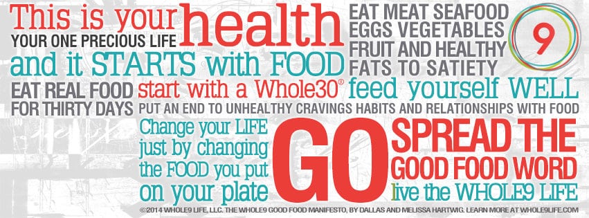 Image with text describing a Whole30 diet