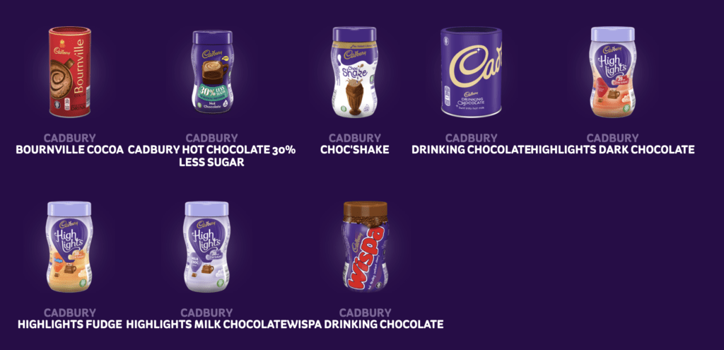 Cadbury hot chocolate options